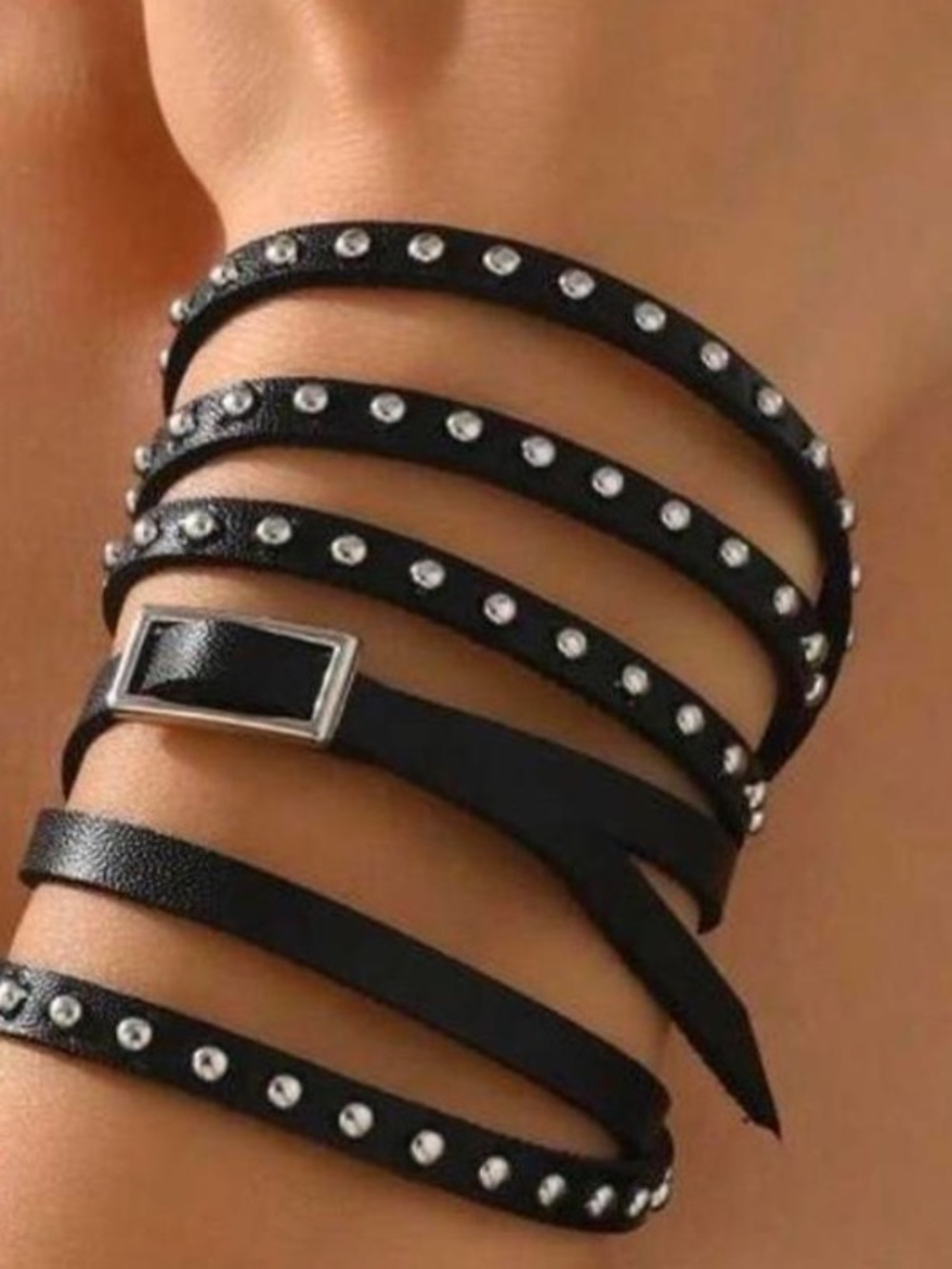 Black Studded Wrap Bracelet